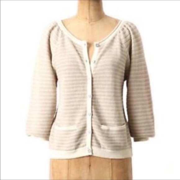 Anthropologie Sweaters - NWT ANTHRO Guinevere tan ivory knit sweater s